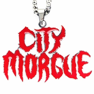 CITY MORGUE Necklace! Stainless Steel & Red Enamel Pendant + Stainless Steel Chain (ZillaKami SosMula Wardogs As Good As Dead MST Trap Metal