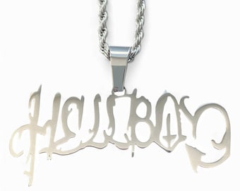Lil Peep Hellboy Necklace! Polished Stainless Steel Pendant + Choice of Chain (Gustav Ahr GBC CryBaby GothBoiClique Goth Angel Sinner)