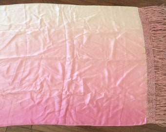 A beautiful antique silk piano scarf/shawl hand knotted fringe