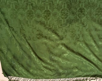 Vintage jacquard-woven silk  shawl made in Nepal