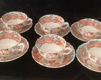 Beautiful vintage Florence China T&K England Geishua  tea cup w. saucer