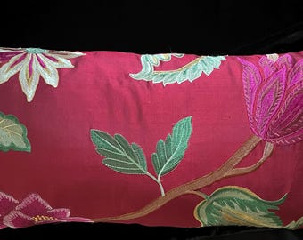 luxury brocade embroidered Lumbar Pillow with Tassel Trim