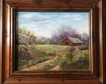Mary Campbell signed on canvas oil painting and beautiful wood framed