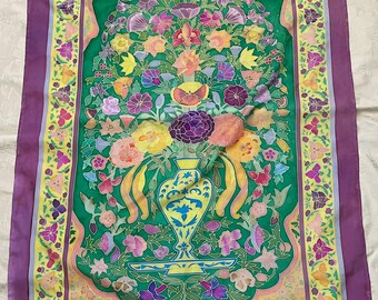 Gorgeous vintage silk scarf /table cover