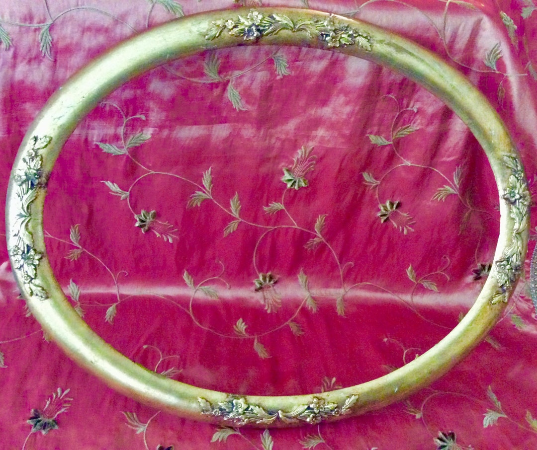 Antique Gold Gilded Ornate Oval Wood Wall Hanging Frame no Glass Etsy