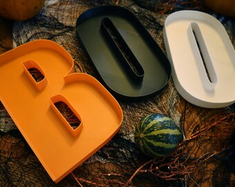 Bandejas para platos de dulces con letras BOO de Halloween: llénelas con chocolate, golosinas o refrigerios. ¡Lavable y reutilizable!