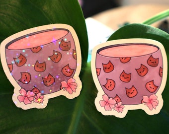 Té rosa kawaii Pegatina
