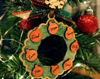 Adorno navideño de corona personalizado, regalo familiar de 2023, adorno familiar anual personalizado
