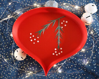 Adorno de estilo vintage Tazón de Navidad, plato para servir o decoración