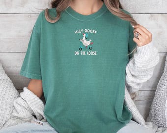 Silly Goose On The Loose Shirt Embroidered, Silly Goose Farm Tshirt, Cute Goose Shirt Gifts for Farm Girl,  Aesthetic Meme Goose shirt
