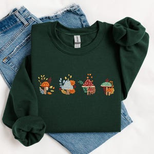 Mushroom Embroidered Sweatshirt, Mushroom Embroidered Tshirt Hoodie, Embroidered Crewneck, Gift For Her, Birthday Gift, Mother&#39;s Day Gift