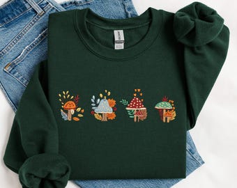 Paddenstoel geborduurd sweatshirt, paddenstoel geborduurde tshirt hoodie, geborduurde ronde hals, cadeau voor haar, verjaardagscadeau, Moederdagcadeau