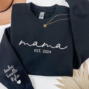 Custom Grandma Sweatshirt With Grandkids Names On Sleeve, Personalized Granny Hoodie, Grandma Outfit, Gigi Mimi Crewneck, Mothers Day Gift