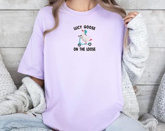 Silly Goose On The Loose Shirt Embroidered, Silly Goose Farm Tshirt, Cute Goose Shirt Gifts for Farm Girl,  Aesthetic Meme Goose shirt