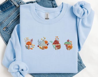 Paddenstoel geborduurd sweatshirt, paddenstoel geborduurde tshirt hoodie, geborduurde ronde hals, cadeau voor haar, verjaardagscadeau, Moederdagcadeau