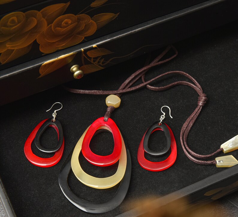 HANDMADE HORN EARRINGS, Horn Earrings and Pendants, Drop Earrings, Horn jewelry combo, horn pendant necklace image 6