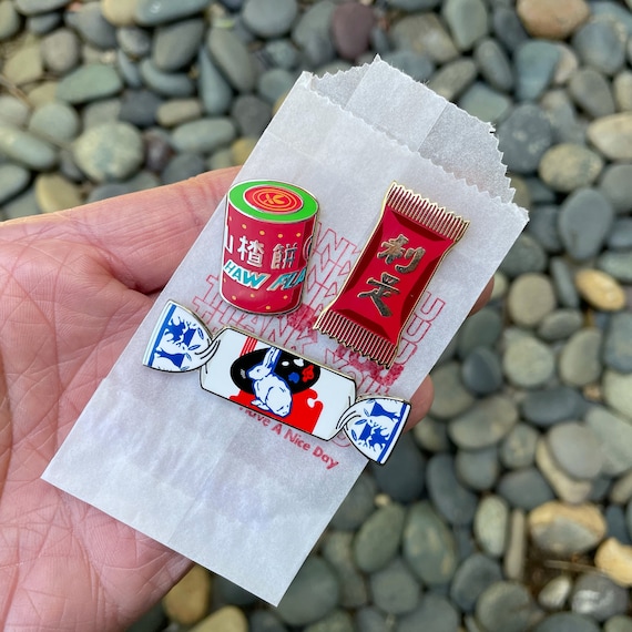 Chinese Candy Hard Enamel Pins | White Rabbit | Haw Flakes