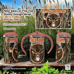 Future Hunter Sippy Cup Wrap, 12oz Flip Top, Full Wrap Design, 12oz Skinny Straight, PNG 300 dpi, Sublimation, Télécharger, Boys Sippy Wrap