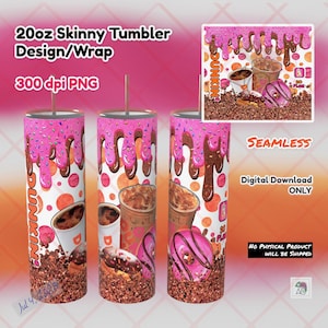 Dunkin Donuts Tumbler Design: 20oz Skinny Sublimation PNG (Digital Download)