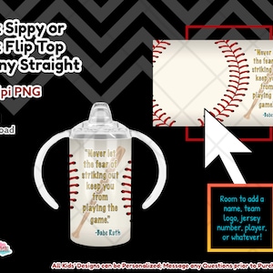 Baseball Sippy Wrap, Baseball Quote PNG, Flip Top Bottle, 12 oz Skinny Straight, 300 dpi, Sublimation, Download, Keychain PNG, Boys Sippy