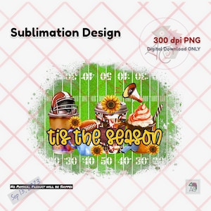 Fall Football Coffee Design, PNG 300 dpi, Sublimation, Download, T-shirt, Tumbler, Mug, Keychain PNG, Fall Drinks, Fall PNG, Tis the Season