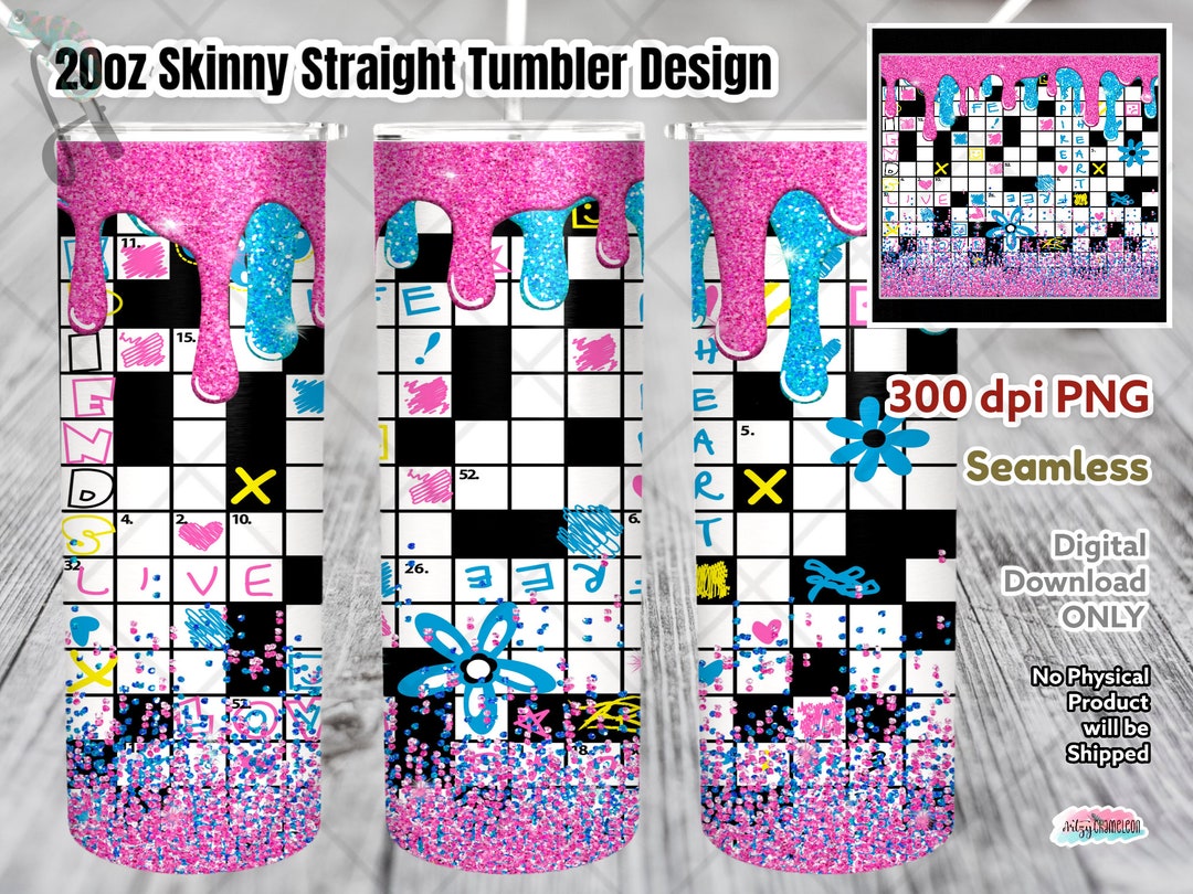 Crossword Puzzle Tumbler Design PNG 300 Dpi 20oz Skinny Straight Crossword Puzzle Tumbler Design PNG 300 Dpi 20oz Skinny Straight