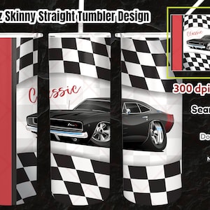 Classic Car Wrap, Muskelauto PNG, 300 dpi, kann personalisiert werden, 20oz Skinny Straight, Sublimation, Download, Schlüsselanhänger PNG, Classic Car PNG