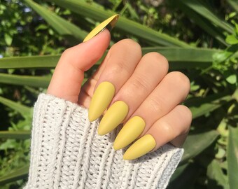 Pastel Yellow Nails Etsy