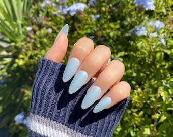 Icy Blue Glitter Press On Nails | Gel nails | Glue on Nails | Fake nails | Stiletto Nails | Coffin Nails | Reusable | Set of 20 Nails