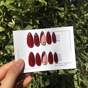 Burgundy Wine Yin Yang Press On Nails | Glue on Nails | Gel Nails | Fake Nails | Classic Nails | Long Lasting Nails | Reusable Nails