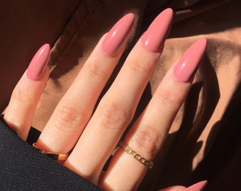 Soft Pink Press On Nails | Brick Red nails | Glue on Nails | Gel nails | Fake nails set | Stick on nails | Set of 20 nails