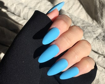 Sky Blue Press On Nails | Blue Nails | False nails | Gel nails | Coffin Almond Oval Stiletto Nails | Set of 20 nails