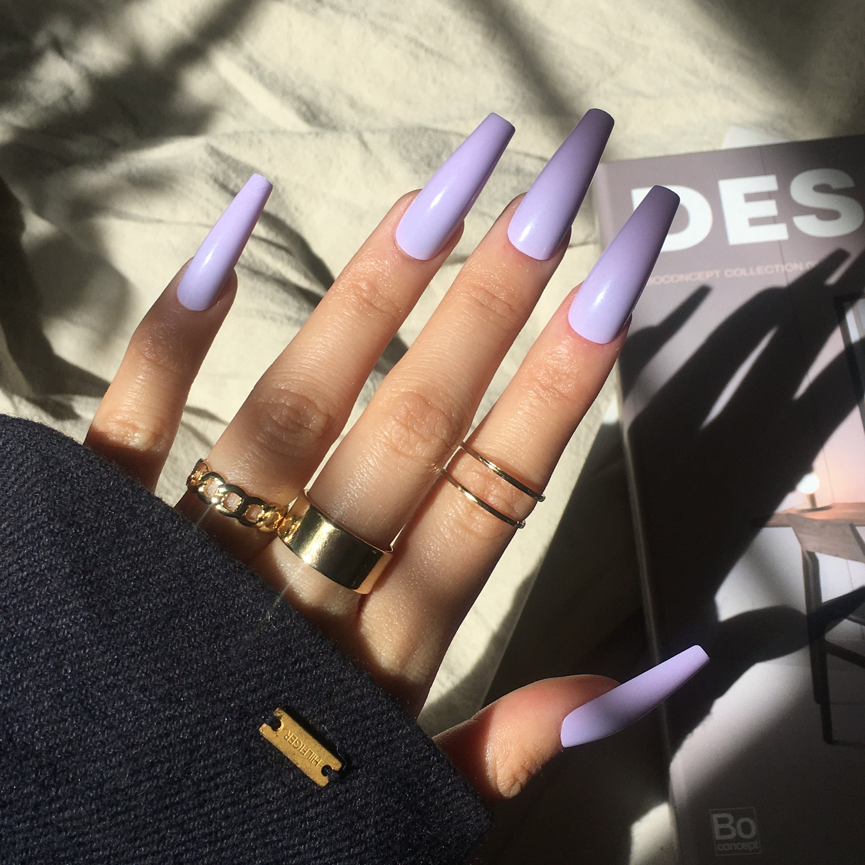 Lavender Purple Tapered Coffin Press on Nails Acrylic Nails - Etsy Ireland