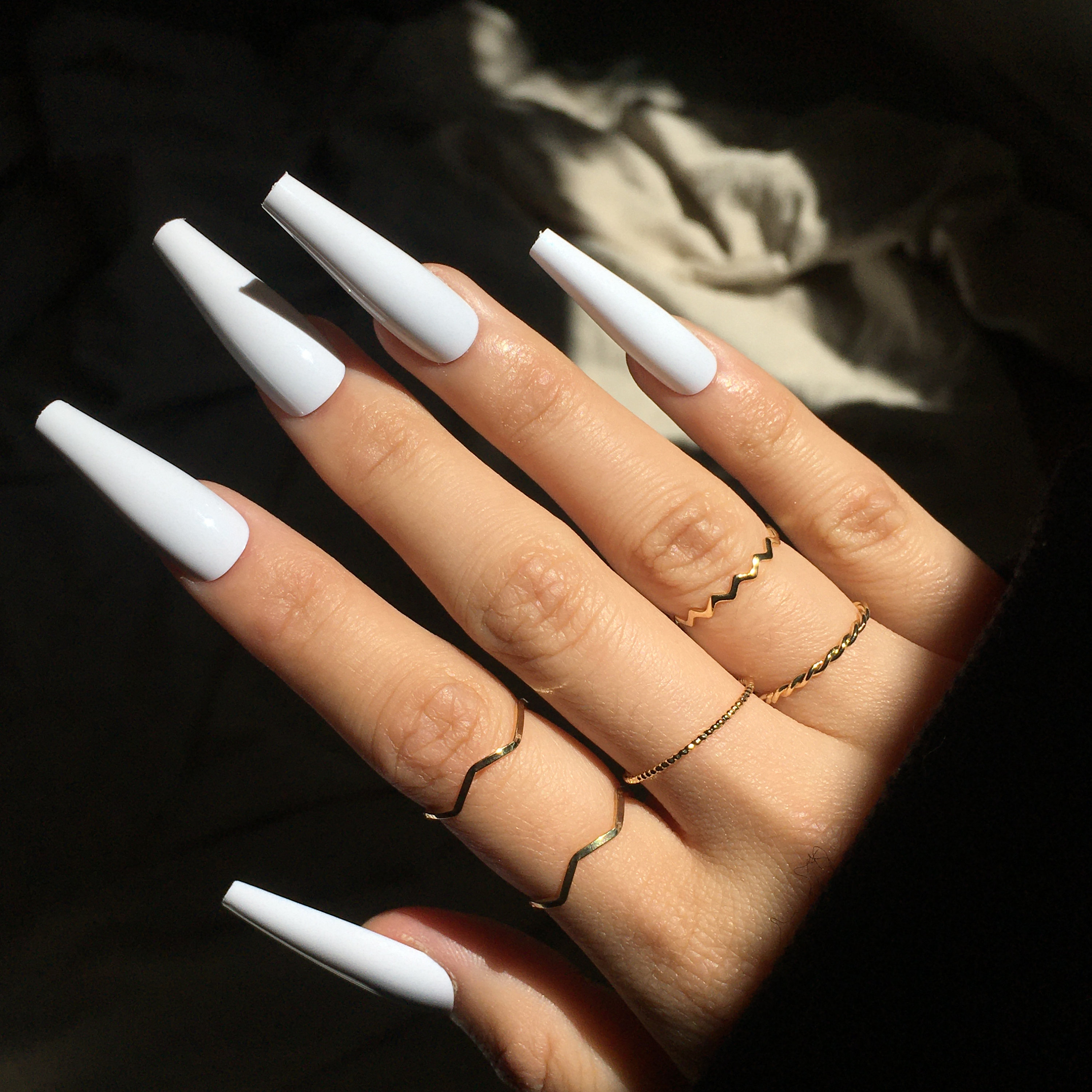 Pure White Tapered Coffin Press Ons White Nails Acrylic Nails Look