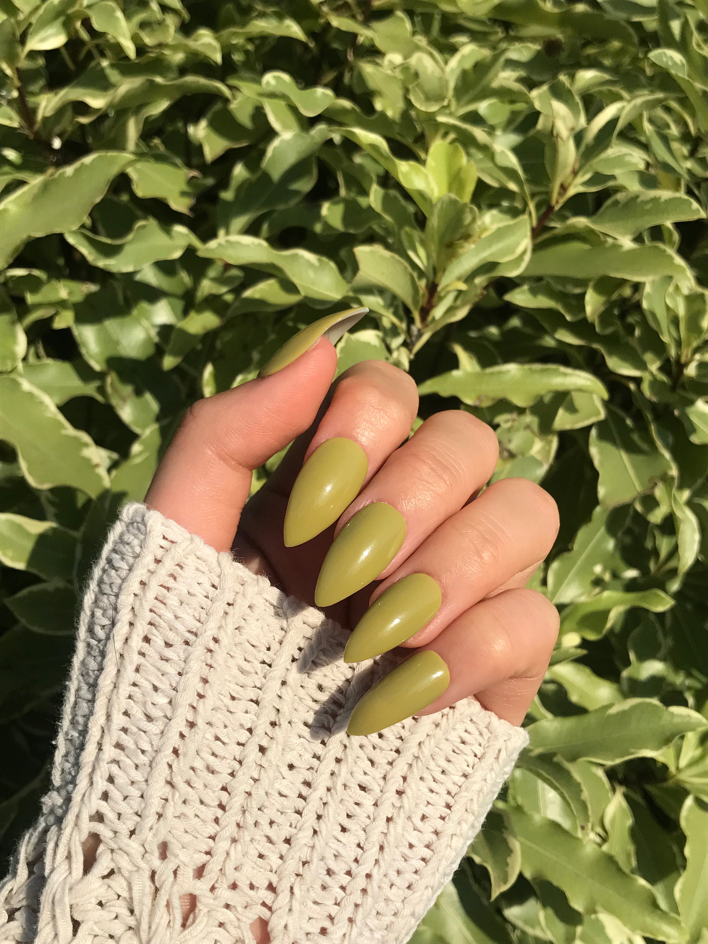 Green Matcha Press On Nails Gel nails Fake nails set | Etsy