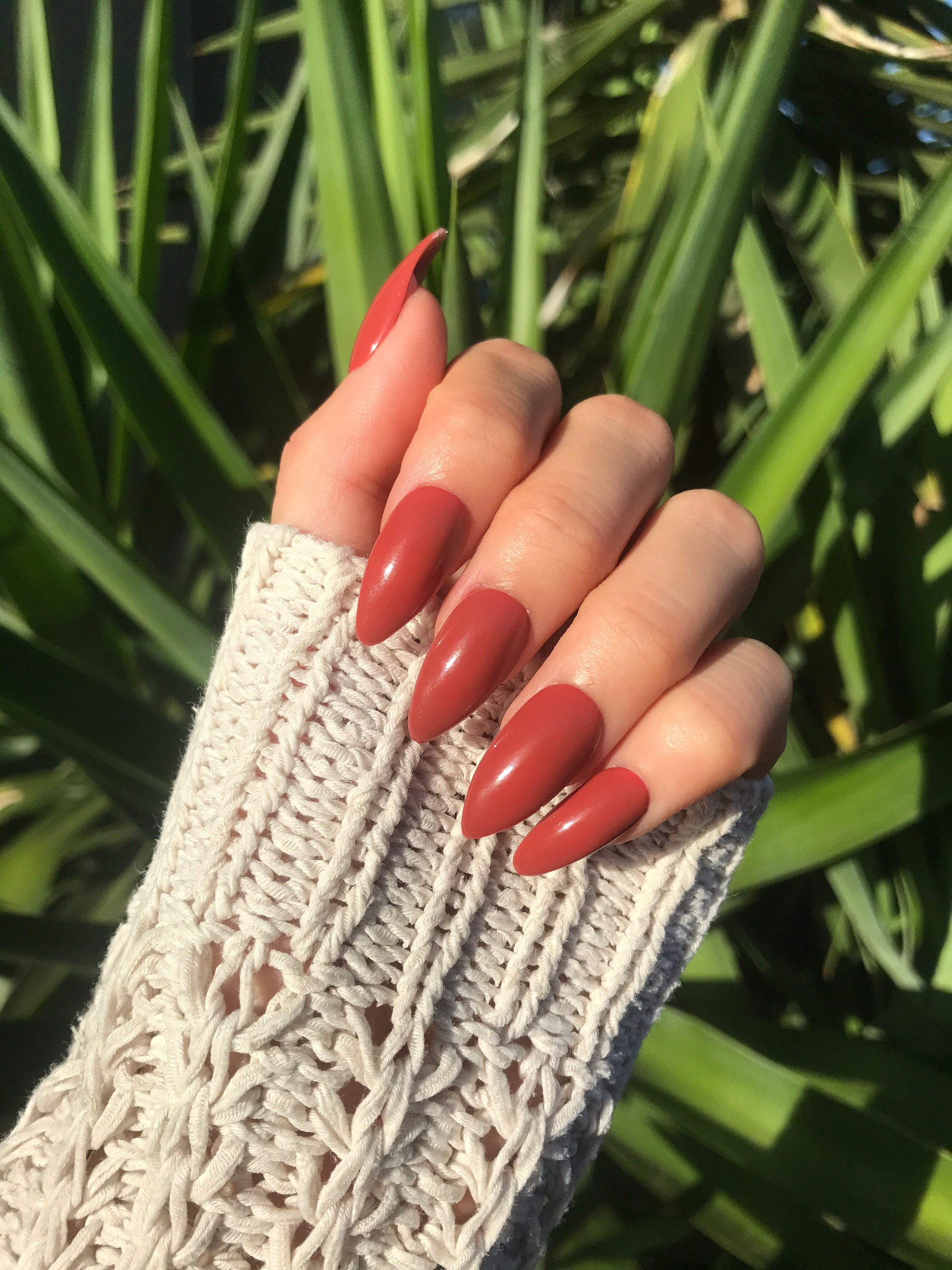 Terra Cotta Red Press on Nails Brick Red Nails Glue on Etsy