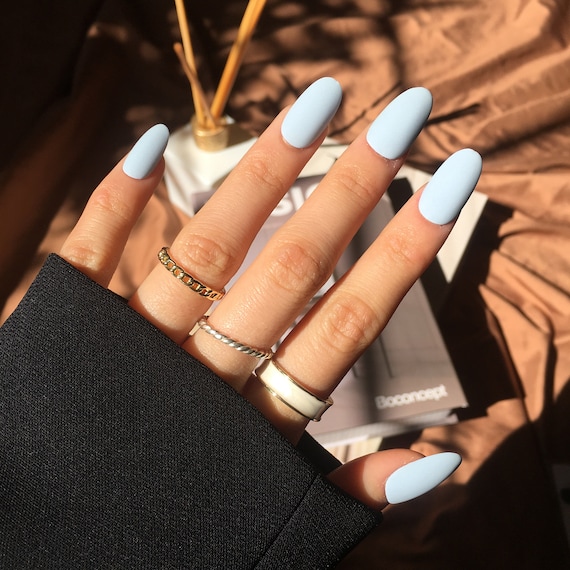 Pastel blue acrylic nails deals