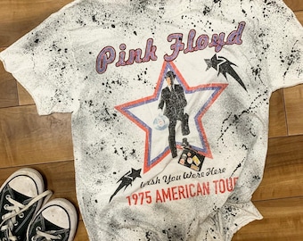 Pink Floyd Vintage inspiriertes Band-Shirt | Pink Floyd T-Shirt | Benutzerdefinierte handgemachte Pink Floyd Tee | Bemaltes Pink Floyd Shirt