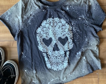 Sugar Skull Vintage Inspired T-Shirt | Sugar Skull Shirt | Acid Wash Día de Los Muertos Tee | Day of the Dead Tee | Day of the Dead T-Shirt
