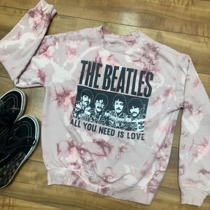 The Beatles Vintage Inspired Band Sweatshirt | Beatles Sweatshirt | Custom Women’s Beatles Longsleeve Sweatshirt | Tie Dye Band Sweatshirt