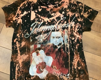 Johnny Cash Vintage Inspired Band T-Shirt | Johnny Cash Band Tee | Acid Wash Johnny Cash Shirt | Women’s Johnny Cash Tee | Custom Distressed