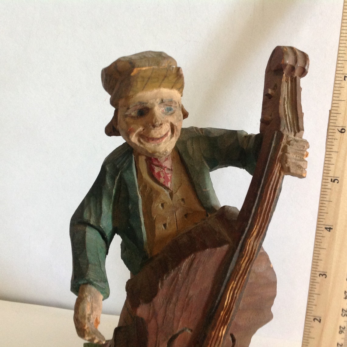 Hand Carved Wooden Musician Figure Etsy