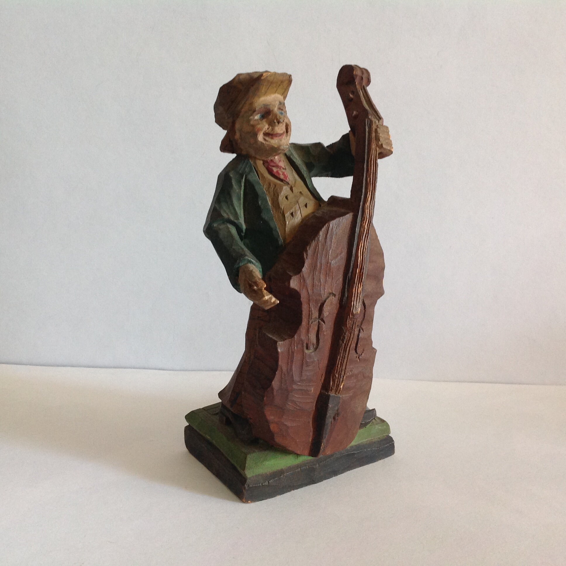 Hand Carved Wooden Musician Figure Etsy