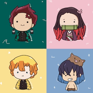 Cute slaying holographic stickers anime