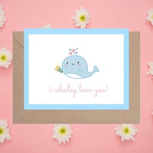 Cartão bonito dos namorados de Punny de <br> Entrega Rápida? Eu te amo | Marido | Esposa | Namorada | Namorado | Aniversário | Amor | Baleia | Coração