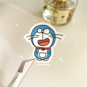 Linda pegatina de gato azul / Divertida Dora-emon / Pegatina de vinilo / Dibujos animados