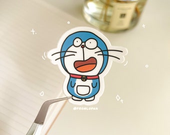 Süßer blaue Katzenaufkleber | Lustige Dora-emon | Vinyl-Aufkleber | Karikatur