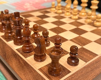 Premium 12" / 7" Wooden Chess Board with Handcrafted Pieces - Perfect for All Ages & Occasions: Housewarming, Retirement, Birthday, and More