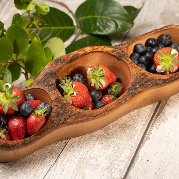 RUSTIC OLIVE WOOD Nibbles Tray / Platters - Compartment Appetizer- 3 Section Dish - Unique Handcrafted - Appleyard & Crowe