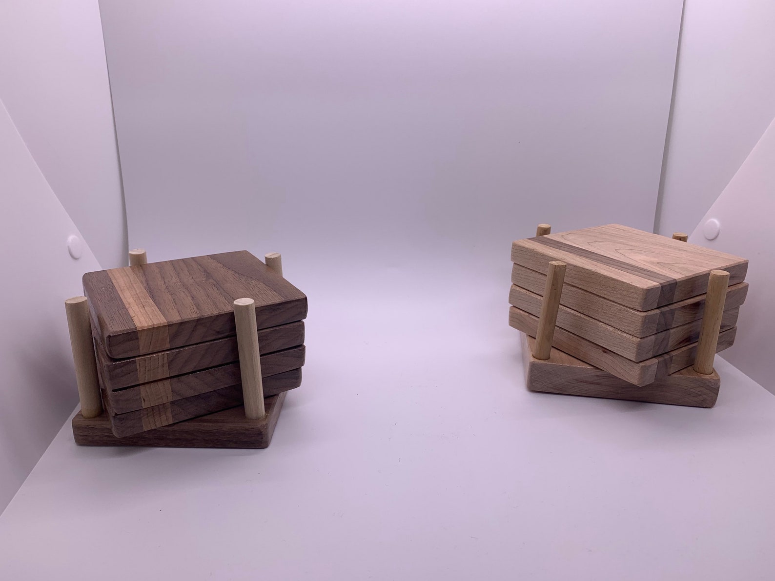 Wooden Coaster Set with Holder Etsy